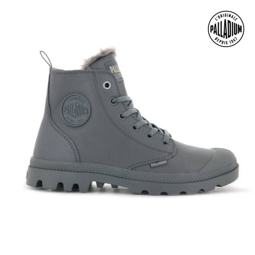 Palladium Pampa Hi Zip Leather S Women's Boots Grey | UK Z098-RQN